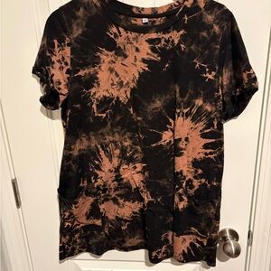 Bleached Black & Rust Tie-Dye Tee